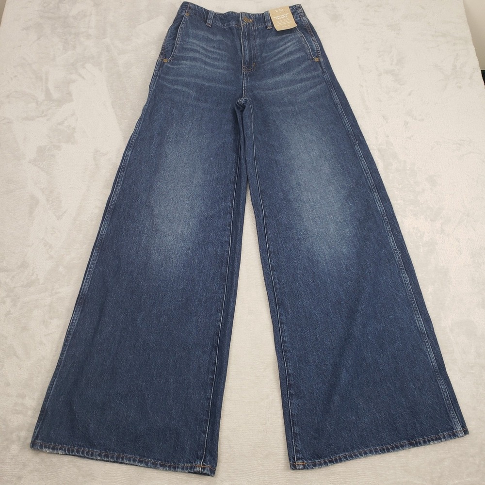 NWT Madewell Wide Sweep Trouser Jeans 23 (26) High Rise Wide Leg Denim Pants
